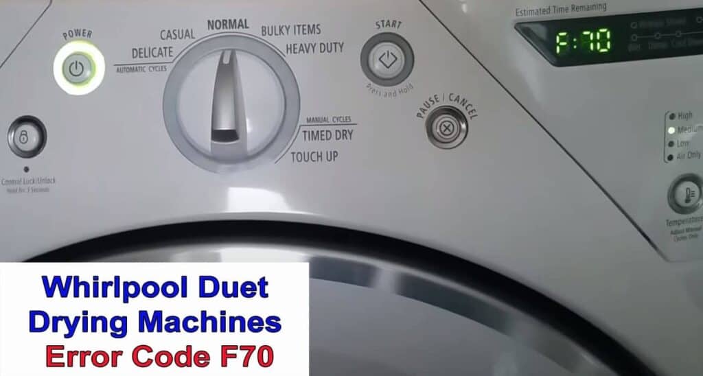 whirlpool dryer f70 code